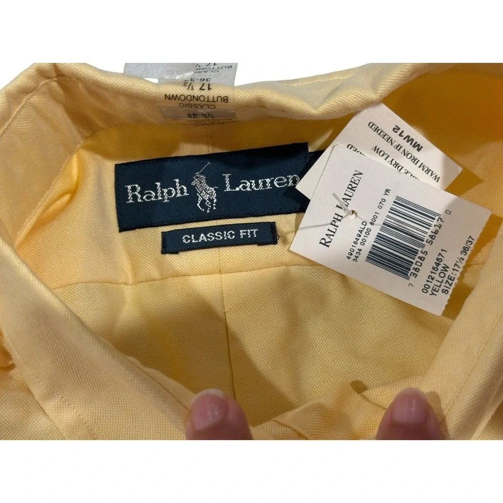 NWT Polo Ralph Lauren Classic Fit Shirt Yellow Men's 17.5‎